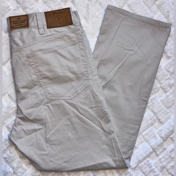 Polo Ralph Lauren Surplus Khaki Varick Slim Fit Sateen Stretch Pants 36W NWT - Picture 7 of 9